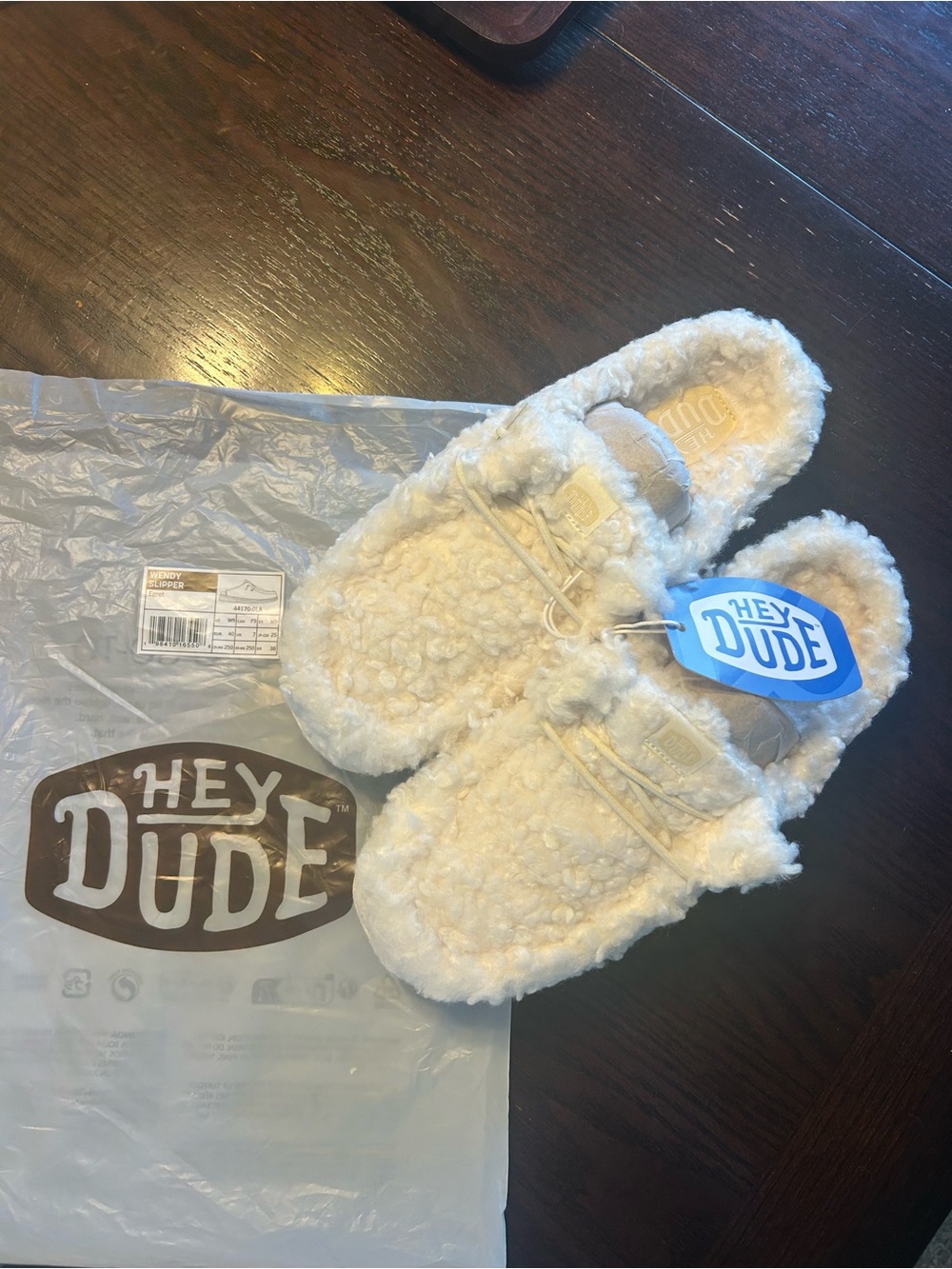 Hey Dude Wendy Sherpa Slip-On Slippers in Cream